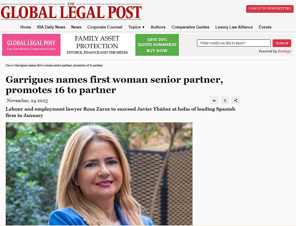 Garrigues names first woman senior partner, promotes 16 to partner